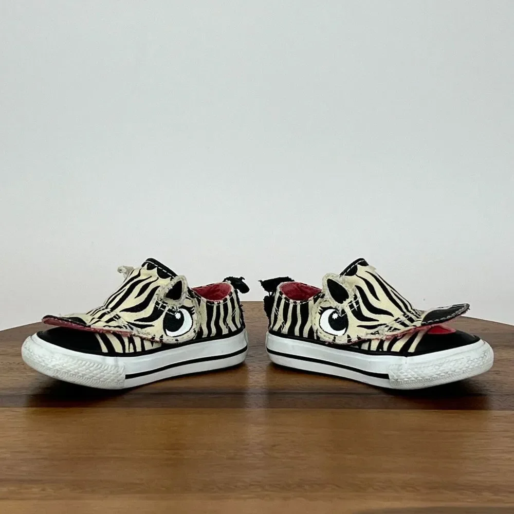 Little Kids Childrens Converse Zebra Tongue Animal Shoes Sneakers Size‎ 4 C GUC